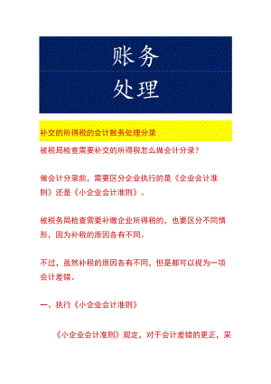 补交的所得税的会计账务处理分录.docx