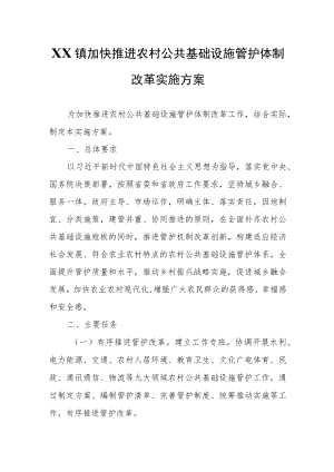 XX镇加快推进农村公共基础设施管护体制改革实施方案.docx