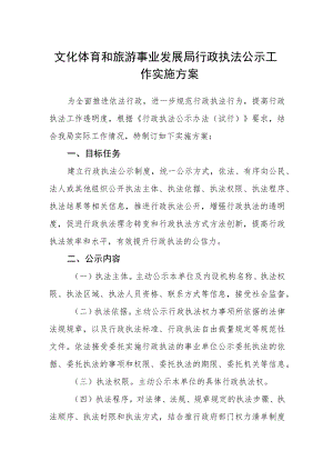 文化体育和旅游事业发展局行政执法公示工作实施方案.docx