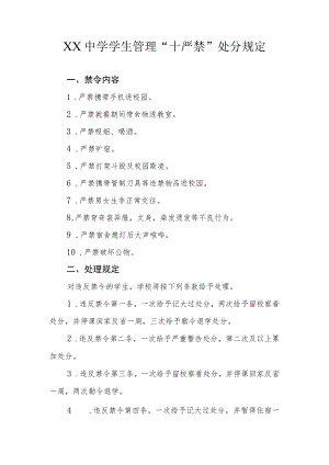 XX中学学生管理“十严禁”处分规定.docx
