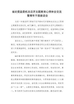 省纪委监委机关召开主题教育心得体会交流暨青年干部座谈会.docx
