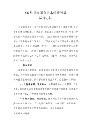 XX县县级国有资本经营预算试行办法.docx