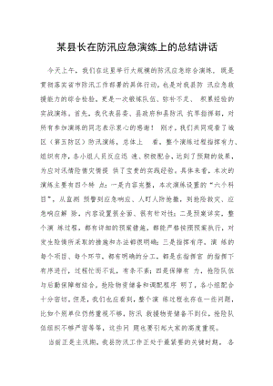某县长在防汛应急演练上的总结讲话.docx