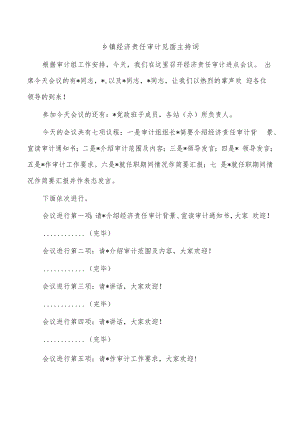 乡镇经济责任审计见面主持词.docx