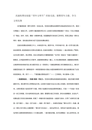 高速收费站创建“青年文明号”经验交流：凝聚青年力量 争当文明先锋.docx