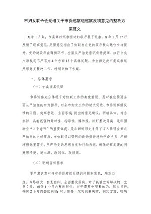 市妇女联合会党组关于市委巡察组巡察反馈意见的整改方案范文.docx