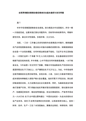 全面贯彻新发展理念稳住粮食安全基本盘研讨发言两篇.docx
