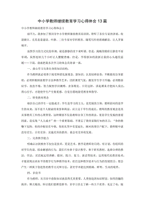 【最新文档】中小学教师继续教育学习心得体会13篇.docx