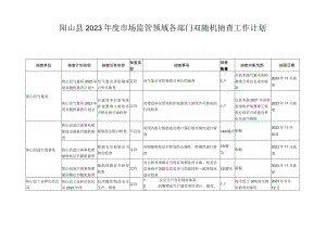 阳山县2023年度市场监管领域各部门双随机抽查工作计划.docx