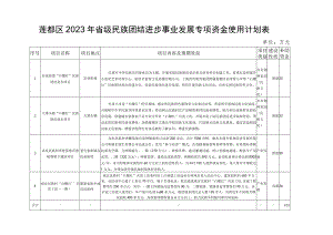 莲都区2023年省级民族团结进步事业发展专项资金使用计划表.docx