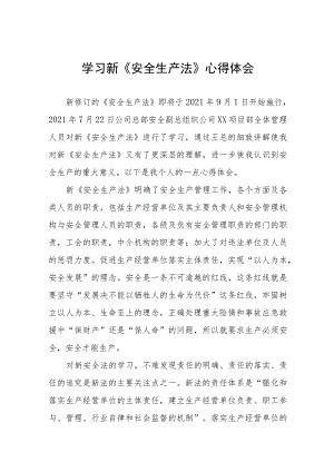 新《安全生产法》学习体会十篇样本.docx