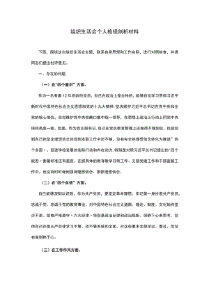 组织生活会个人检视剖析材料.docx