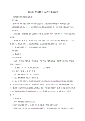 幼儿园大班体育活动方案.docx