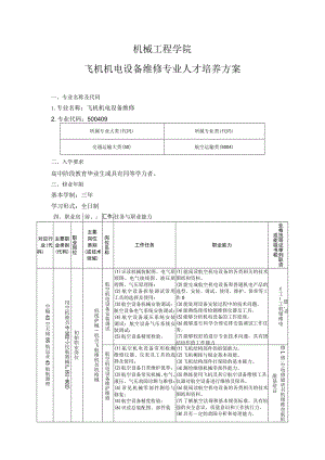 机械工程学院-2022级专业人才培养方案--飞机机电设备维修专业.docx