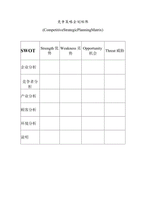 竞争策略企划矩阵表(doc 1页).docx