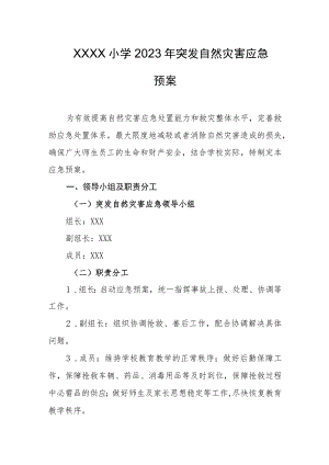 小学2023年突发自然灾害应急预案.docx