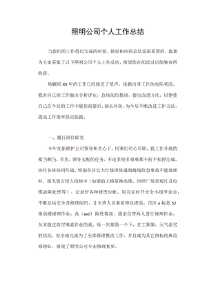 照明公司个人工作总结.docx
