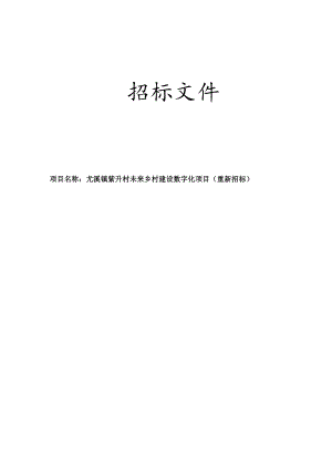 尤溪镇紫升村未来乡村建设数字化项目（重新招标）招标文件.docx