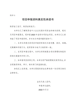 项目申报资料真实性承诺书.docx