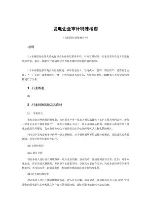 财务管理资料2023年整理-发电企业审计特殊考虑.docx