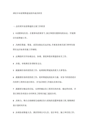 酒店开业前期筹建处组织成员职责.docx