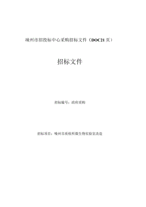 嵊州市招投标中心采购招标文件（DOC21页）.docx