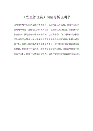 （安全管理员）岗位分析说明书模板范本.docx