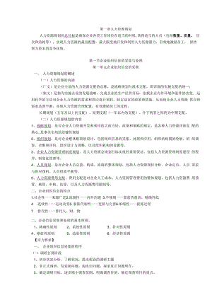2023年版教材人力四级第一章人力资源规划-知识点.docx