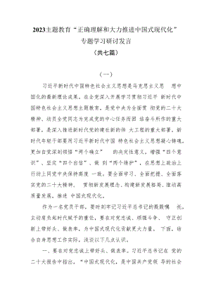 (7篇）2023主题教育“正确理解和大力推进中国式现代化”专题学习研讨发言.docx