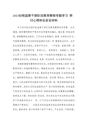 2023纪检监察干部队伍教育整顿专题学习研讨心得体会发言材料(通用精选5篇).docx