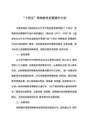 “十四五”特殊教育发展提升计划.docx