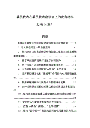 委员代表在委员代表座谈会上的发言材料汇编（17篇）.docx