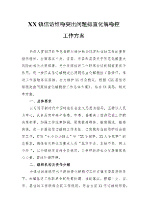 XX镇信访维稳突出问题排查化解稳控工作方案.docx