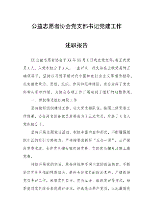 公益志愿者协会党支部书记党建工作述职报告.docx
