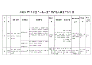 合肥市2023年度“一业一查”部门联合抽查工作计划.docx