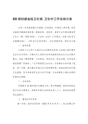 XX镇创建省级卫生镇、卫生村工作实施方案.docx