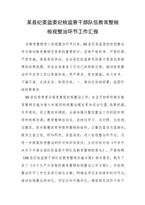 某县纪委监委纪检监察干部队伍教育整顿检视整治环节工作汇报.docx
