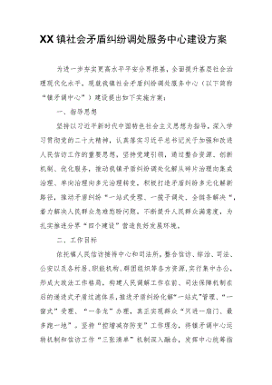 XX镇社会矛盾纠纷调处服务中心建设方案.docx