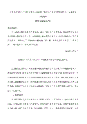 河南省教育厅关于印发河南省本科高校“新工科”专业重塑升级专项行动实施方案的通知.docx