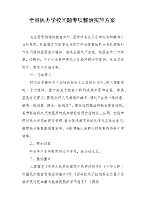全县民办学校问题专项整治实施方案.docx