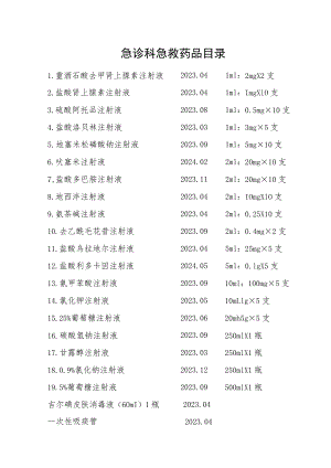 急诊科急救药品目录.docx