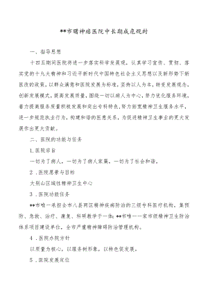 市级精神病专科医院中长期发展规划（2023.01）（职代会审议稿）.docx