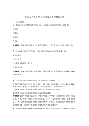 中级人力专业知识与实务全真模拟试题3.docx