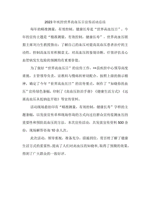 2023年疾控世界高血压日宣传活动总结一.docx