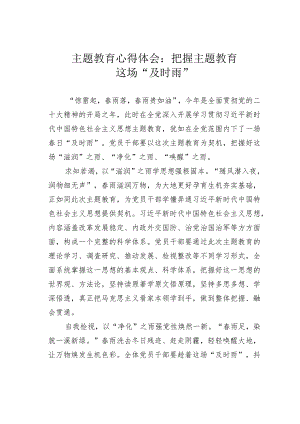 主题教育心得体会：把握主题教育这场“及时雨”.docx