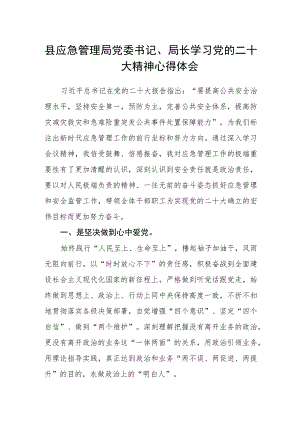 县应急管理局党委书记、局长学习党的二十大精神心得体会.docx