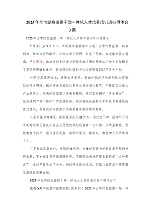 2023年全市纪检监察干部一体化人才培养培训班心得体会3篇.docx
