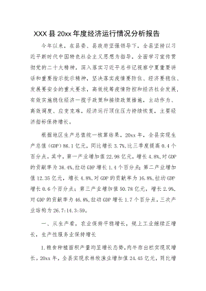 xxx县20xx年度经济运行情况分析报告.docx