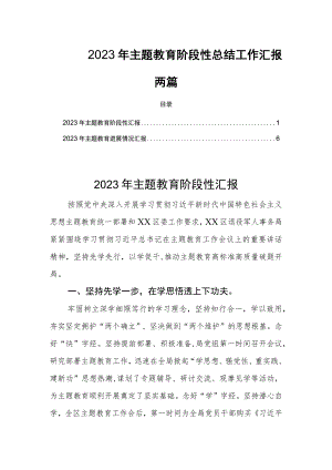 2023年学思想、强党性、重实践、建新主题阶段性总结工作汇报两篇.docx
