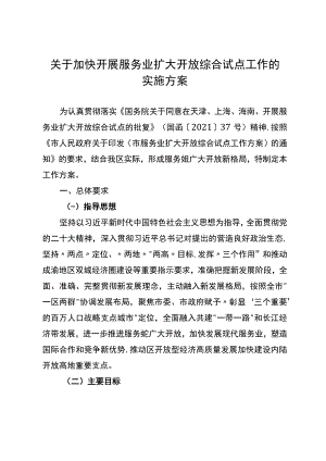关于加快开展服务业扩大开放综合试点工作的实施方案.docx